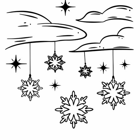 Beige Background with Scattered White Snowflakes and Glittering Lights. AI generated. Vector iconのイラスト素材