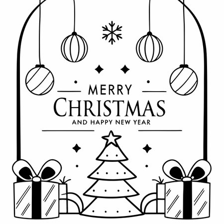 Merry Christmas and Happy New Year Greetings in Luxury Christmas Background.. AI generated. Vector iconのイラスト素材