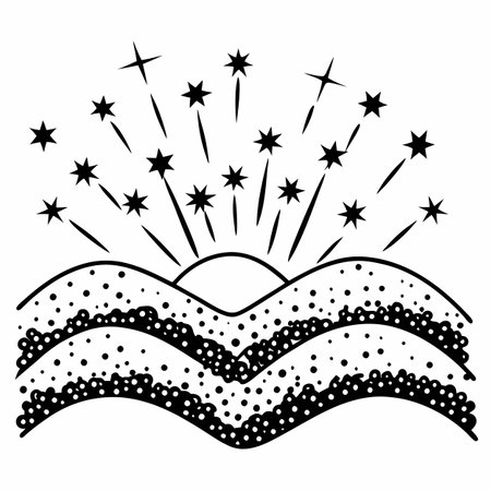 Digital gold particles wave and light abstract background with shining dots stars. AI generated. Vector iconのイラスト素材