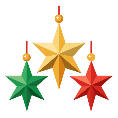 Set. collection of christmas stars. decorations isolated on a white background. AI generated. Vector iconのイラスト素材