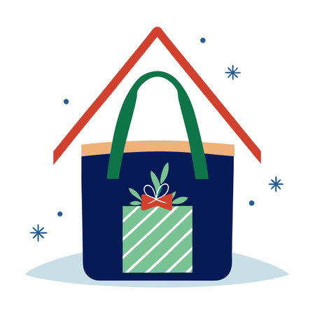 Tote With Christmas Handwritten on the Side in an Attic. AI generated. Vector iconのイラスト素材