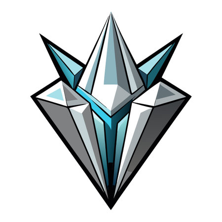 Dazzling crystal with sharp edges set against elegant flowing metallic textures. AI generated. Vector iconのイラスト素材