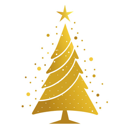 A golden Christmas tree is being drawn. Gold dust. Screensaver. Footage. AI.. AI generated. Vector iconのイラスト素材