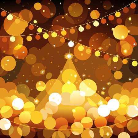 Abstract Bokeh of Warm Golden Lights, Creating a Festive and Festive Atmosphere. AI generated. Vector iconのイラスト素材