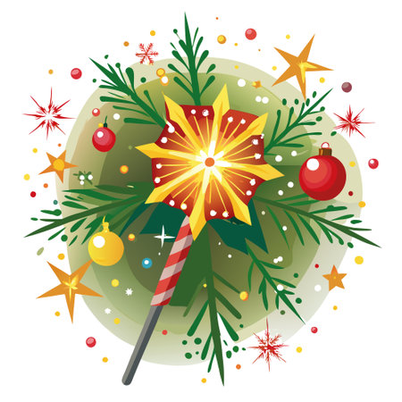 Christmas and new year festive glittering sparkler with copy space for text.. AI generated. Vector iconのイラスト素材