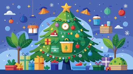 Eco-friendly tree Share tips for an eco-friendly Christmas tree and decorations.. AI generated. Vector iconのイラスト素材
