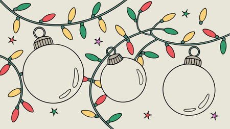 3D abstract Christmas light background with beige Christmas ornaments. AI generated. Vector iconのイラスト素材