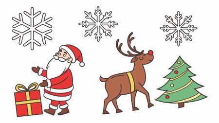3d cartoon Christmas icon pack. Christmas and New Year isolated clipart collection. AI generated. Vector iconのイラスト素材