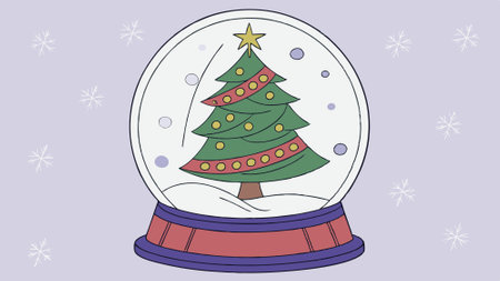 3D rendering of a Christmas snow globe with tree inside. AI generated. Vector iconのイラスト素材