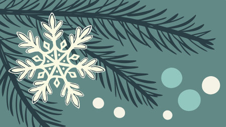 A close up of a snowflake on a Christmas tree with boke of lights in the back ground. . AI generated. Vector iconのイラスト素材