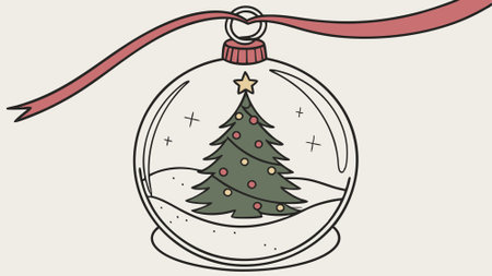 A glass ornament with a Christmas tree inside of it. . AI generated. Vector iconのイラスト素材