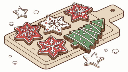 A selection of beautifully baked homemade Christmas cookies.. AI generated. Vector iconのイラスト素材