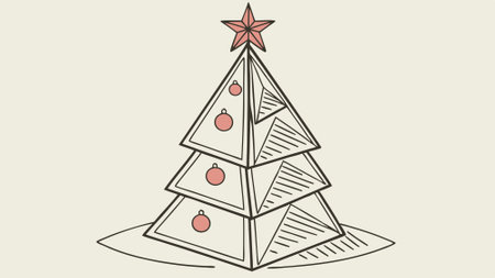 An origami paper christmas tree on studio background. christmas postcard photo. AI generated. Vector iconのイラスト素材