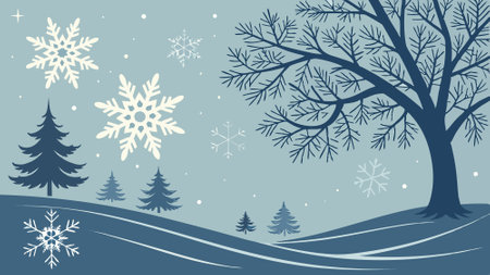 Blue christmas background with snowflakes created with . AI generated. Vector iconのイラスト素材