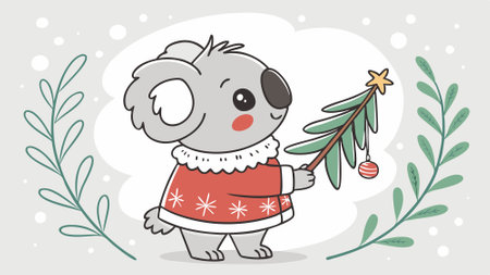 Bring in the holiday spirit with this cute watercolor koala. perfect for Christmas postcards.. AI generated. Vector iconのイラスト素材