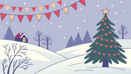 Christmas and New Year holiday background. Xmas greeting card. . AI generated. Vector iconのイラスト素材