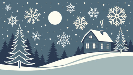 Christmas background with snowflakes and snow created with . AI generated. Vector iconのイラスト素材