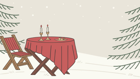 Christmas background with empty wooden table and blur snow forest background created with . AI generated. Vector iconのイラスト素材