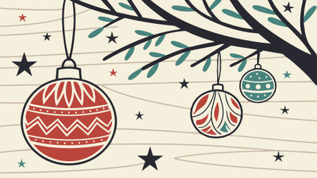 Christmas decoration on wooden background. Stars. lights. christmas balls. . AI generated. Vector iconのイラスト素材