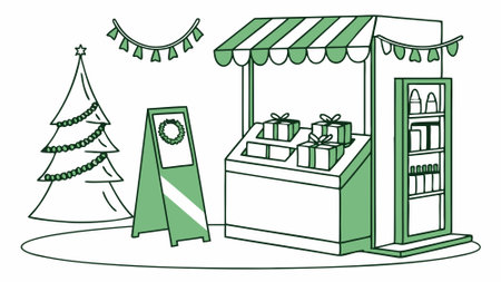 Christmas podium for products showcase. promotional sale. in green color. AI generated. Vector iconのイラスト素材