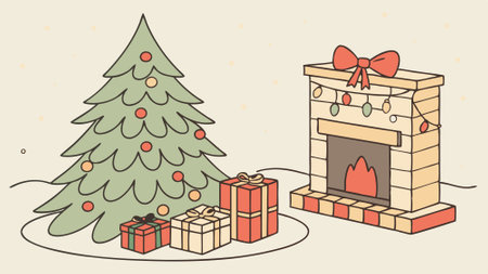 Christmas background with isolated christmas gifts. Imagery of a fictitious Xmas scenery. AI generated. Vector iconのイラスト素材