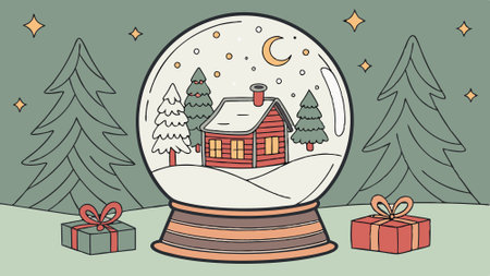 Christmas snow globe. fairy tale Christmas decoration. winter snow globe. AI generated. Vector iconのイラスト素材