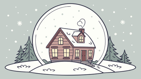 Christmas snow ball with house inside it and snowfall. . AI generated. Vector iconのイラスト素材