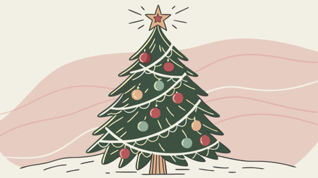 Christmas tree. Watercolor painting of a christmas tree. . AI generated. Vector iconのイラスト素材