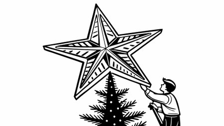 Christmas tree star topper isolated on a transparent background. . AI generated. Vector iconのイラスト素材