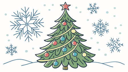 Christmas tree with winter snow on Isolated Transparent png background. . AI generated. Vector iconのイラスト素材