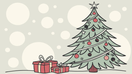 Christmas tree xmas holiday decoration with glitter bokeh background. ai. AI generated. Vector iconのイラスト素材
