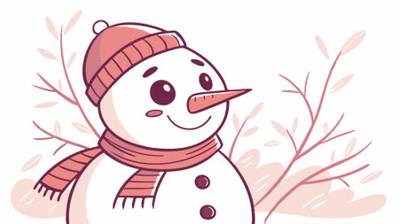 Cute watercolor snowman clipart with transparent background. created with technology. AI generated. Vector iconのイラスト素材
