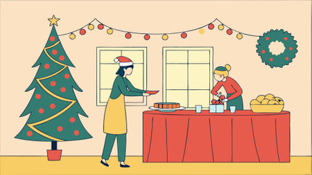 Decoration table celebration new space light festive year christmas copy holiday.. AI generated. Vector iconのイラスト素材