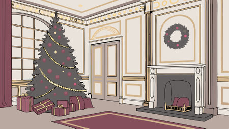 Decorate your Christmas and New Year interiors with glitz and glamor in rich jewel tones.. AI generated. Vector iconのイラスト素材