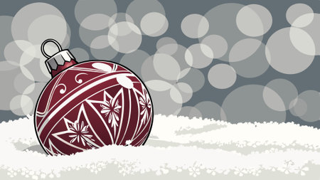 Christmas tree ball on a snow blanket with light bokeh background. . AI generated. Vector iconのイラスト素材