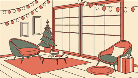 Contemporary Interior Design Background. Christmas Home.. AI generated. Vector iconのイラスト素材
