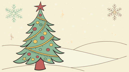 Colorful christmas fir tree greeting card illustration. AI generated. Vector iconのイラスト素材
