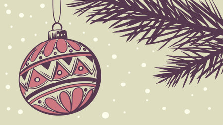 Colorful christmas ball on christmas tree with blur light background. Close up. AI generated. Vector iconのイラスト素材