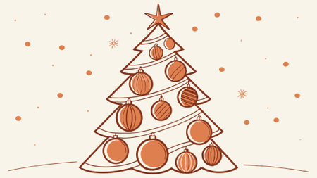 Christmas Tree constructed from Copper Baubels. Holiday concept with copy-space.. AI generated. Vector iconのイラスト素材