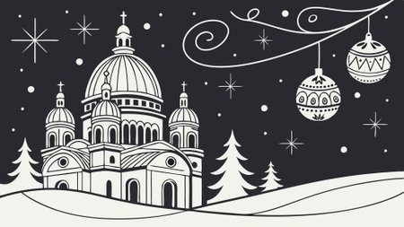 Elegant Christmas background with shiny decorations. black background with New Year decoration. AI generated. Vector iconのイラスト素材