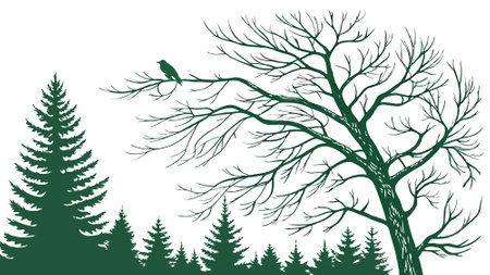 Fir tree background banner. Christmas tree branches green texture. no decorations. AI generated. Vector iconのイラスト素材