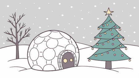 Illustration of snowball outdoors in winter holidays at Christmas time. AI generated. Vector iconのイラスト素材