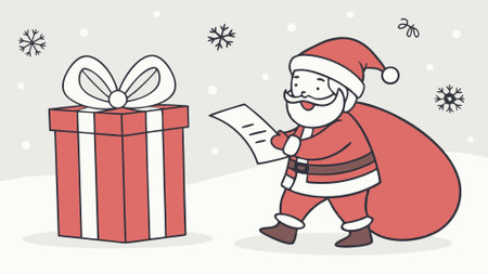 Gift present christmas santa winter holiday cartoon claus illustration red.. AI generated. Vector iconのイラスト素材