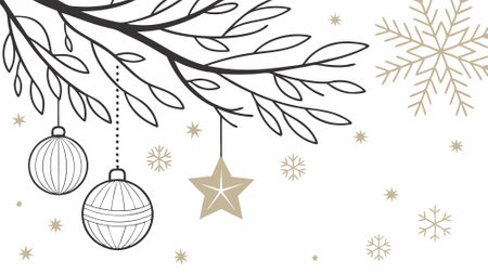 Minimal gold and white Christmas decoration background. AI generated. Vector iconのイラスト素材