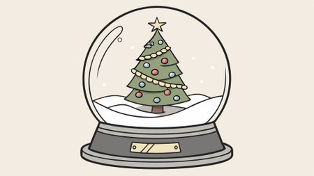 Magical snow globe with Christmas decorations created with technology. AI generated. Vector iconのイラスト素材