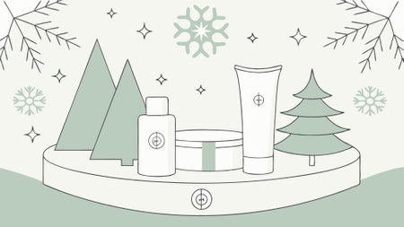 Paper art christmas 3d background products minimal podium . AI generated. Vector iconのイラスト素材