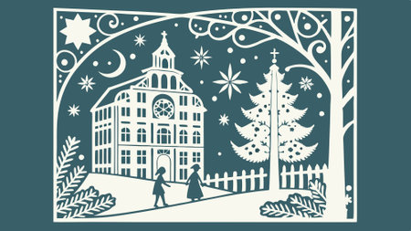 Multi dimensional paper cut craft. paper illustration. christmas winter. ornate - . AI generated. Vector iconのイラスト素材