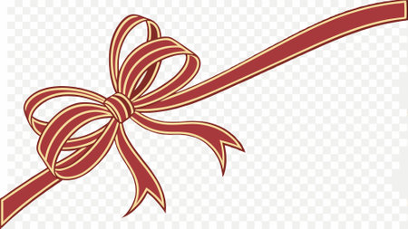 Red ribbon and bow with gold isolated against transparent background. AI generated. Vector iconのイラスト素材