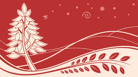 Simple red christmas background with organic shapes. digital illustration. created with . AI generated. Vector iconのイラスト素材