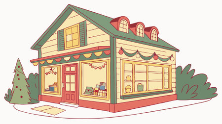 Watercolor christmas a toy shop on a transparent background. christmas illustration. . AI generated. Vector iconのイラスト素材